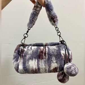 Handmade Real Rex Rabbit Fur Barrel Bag/Crossbody Includes Fur Ball Bag Charm
